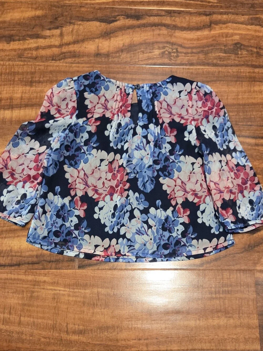 Janie and Jack EUC 18-24 Months Hydrangea Print Blouse and Navy Ponte Pants
